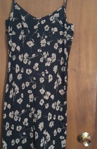 Spaghetti strap black and tan dress